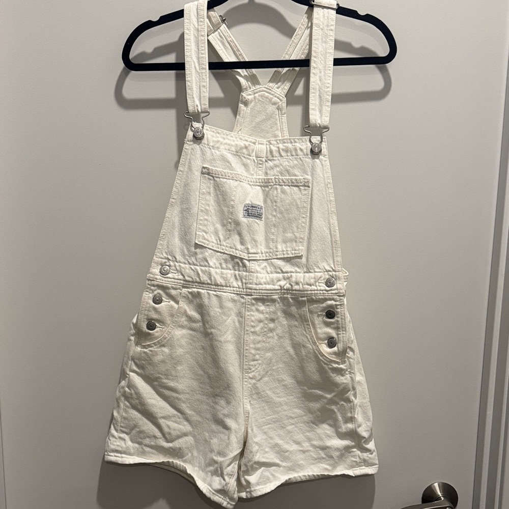 Levi's White Denim Overalls